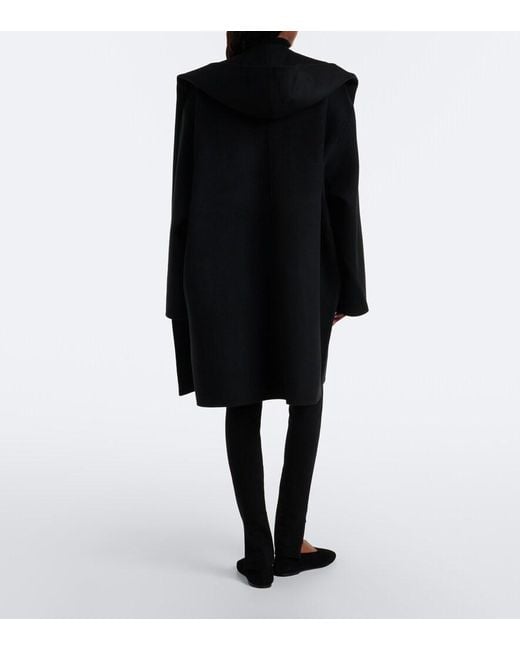 Totême  Black Hooded Wool Coat