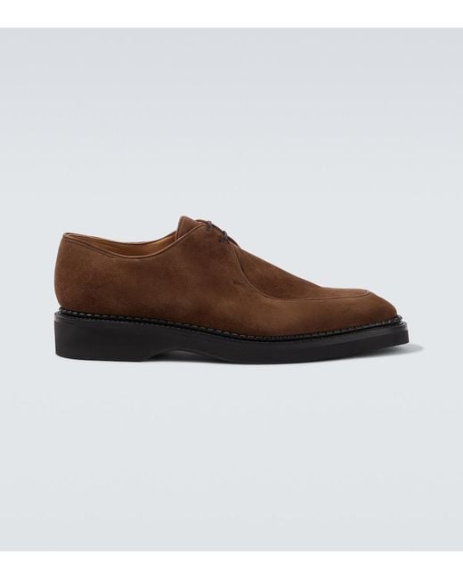 John Lobb Brown Ted Suede Oxford Shoes for men