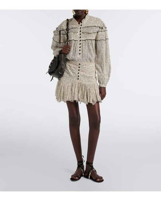 Isabel Marant Natural Daneen Polka-Dot Cotton Voile Miniskirt