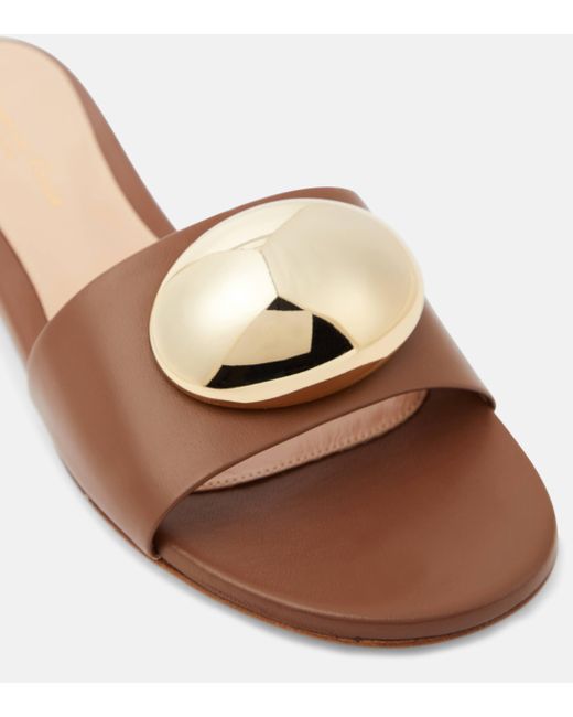 Gianvito Rossi Brown Sphera Embellished Leather Mules