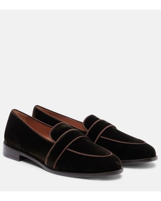 Aquazzura Black Martin Velvet Loafers