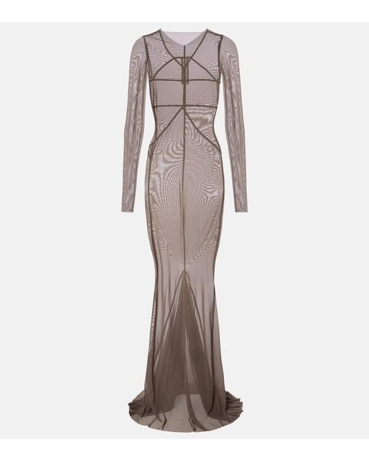 Rick Owens Gray Temple Tulle Gown