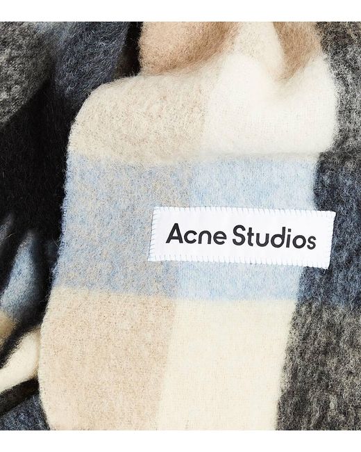 Acne White Checked Alpaca And Wool-blend Scarf