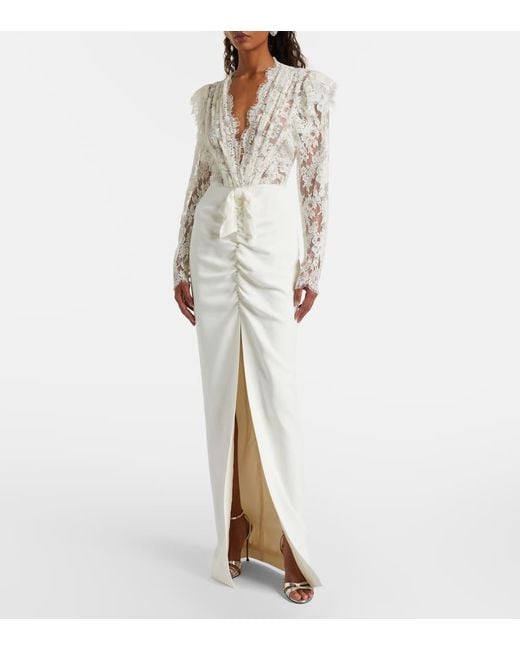 Alessandra Rich White Lace Gown