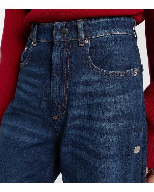 Sportmax Blue High-Rise Wide-Leg Jeans