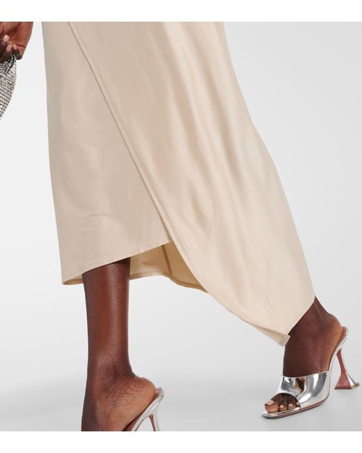 Rabanne Natural Draped Asymmetric Urania Midi Dress
