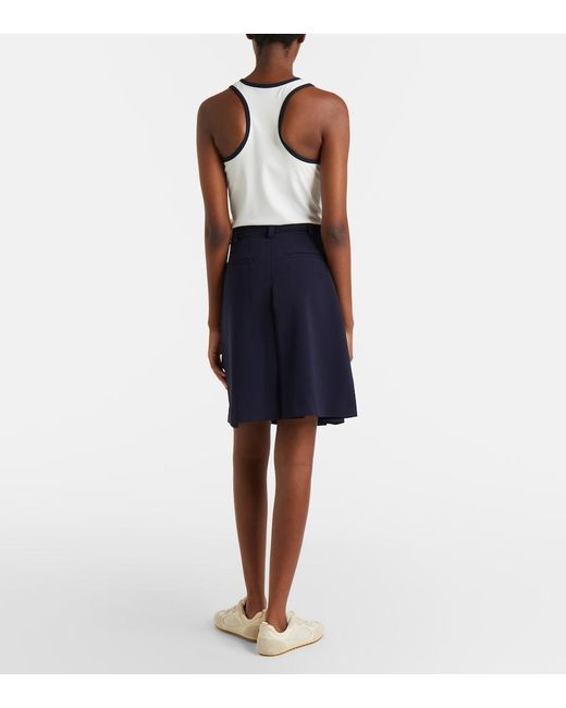 Tory Burch Blue Belted Pleated Miniskirt