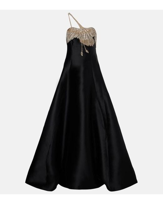 Costarellos Black Venezia Embellished Gown