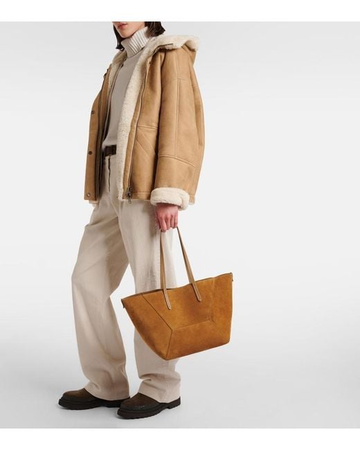 Brunello Cucinelli Brown Duo Large Suede Tote Bag