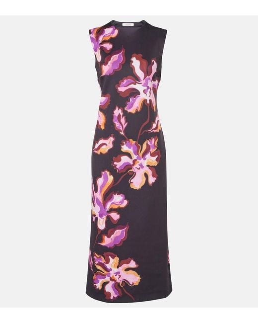 Dorothee Schumacher Purple Floral Neoprene Midi Dress