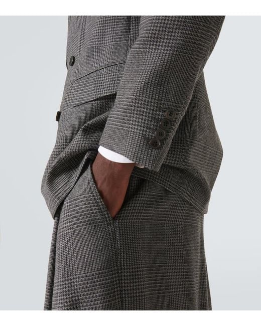 Dries Van Noten Gray Double-Breasted Wool Blazer for men