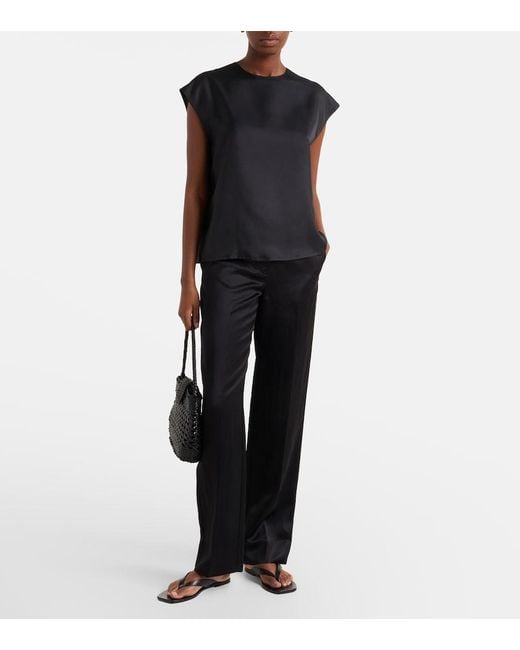 Asceno Black Dasha Silk Twill Top