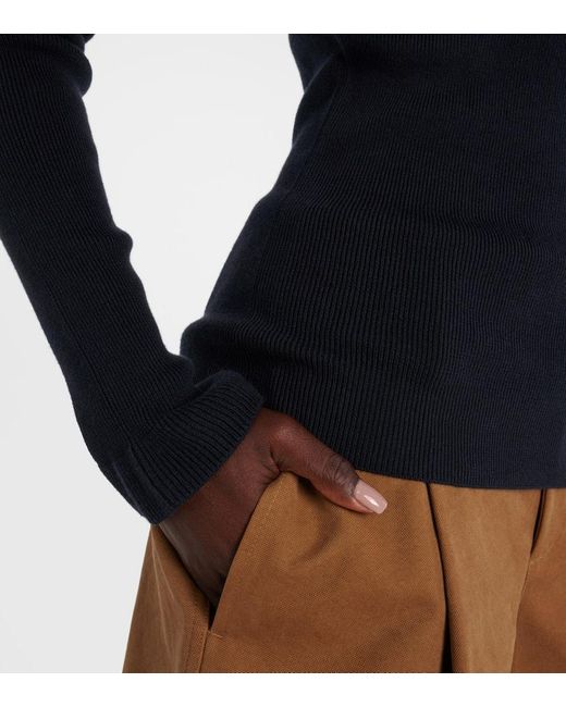 Chloé Blue Rollkragenpullover Aus Baumwolle Und Wolle