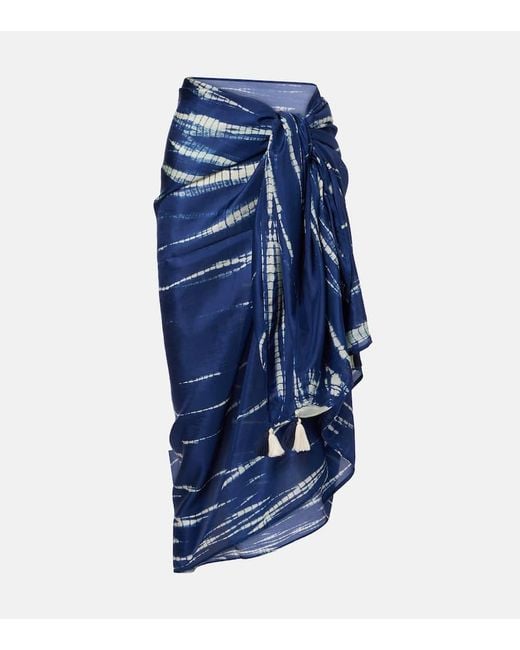 Pareo Tie & Dye En Soie Anna Kosturova en coloris Blue