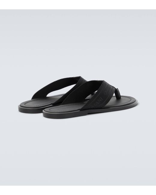 Giorgio Armani Brown Leather-trimmed Sandals for men