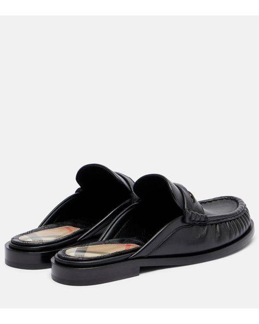Burberry Black Leather Mules
