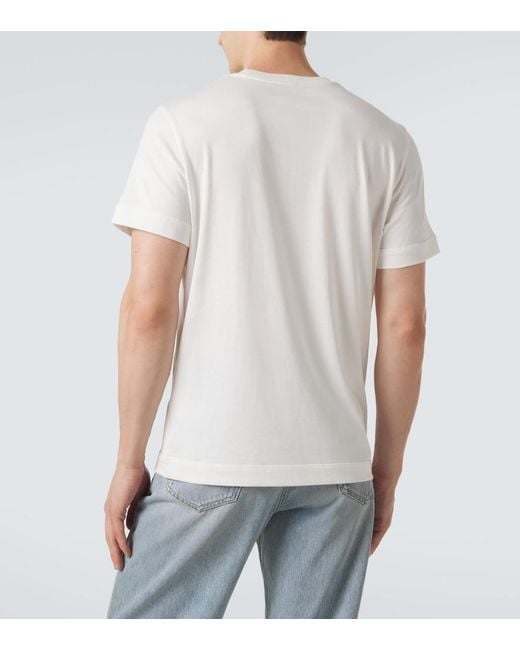 Moncler White Leather-Trimmed Cotton Jersey T-Shirt for men