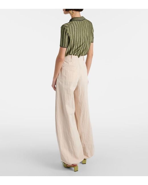 Jacquemus Natural Calisson Pleated Mid-Rise Wide-Leg Pants