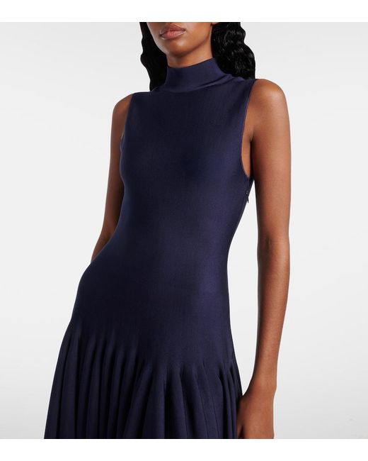 Alaïa Blue Godet Midi Dress
