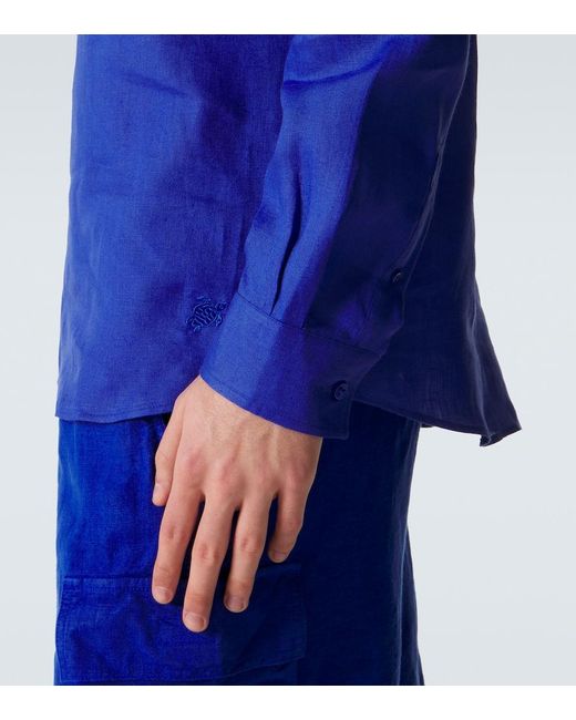 Vilebrequin Blue Linen Shirt for men