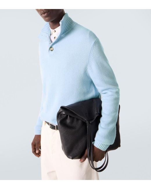 Allude Blue Wool And Cashmere Turtleneck Sweater for men