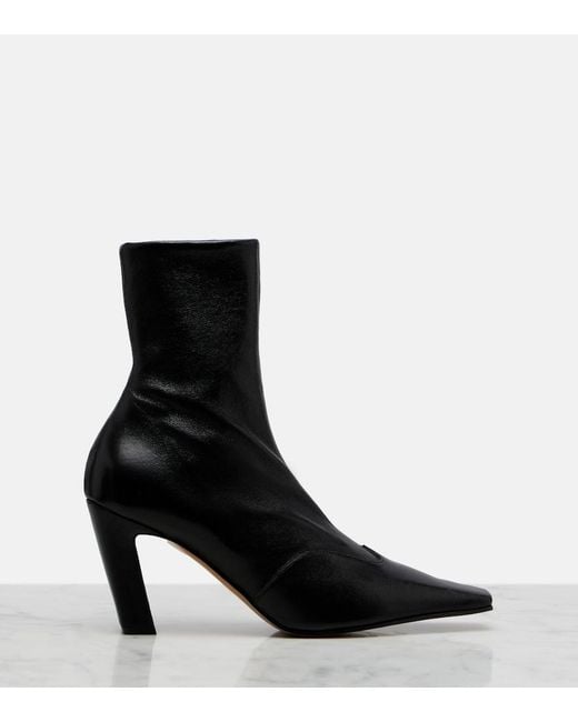 Khaite Black Nevada Leather Ankle Boots