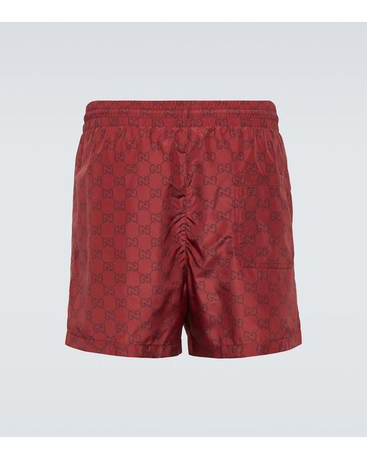 Gucci Red Gg Swim Trunks for men