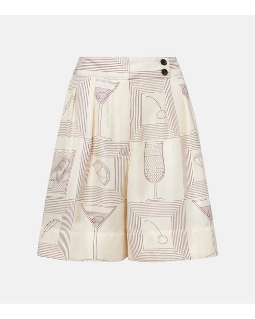 Loro Piana Natural Dorin Printed Silk Twill Bermuda Shorts