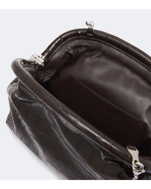 Stella McCartney Black Falabella Small Croc-Effect Clutch