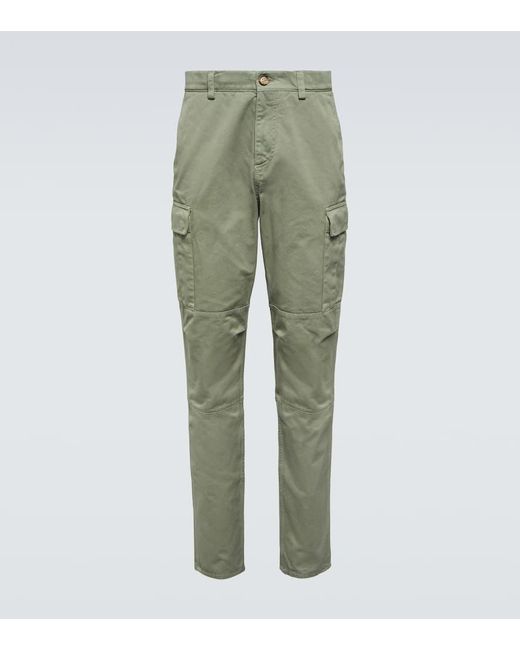 Brunello Cucinelli Green Cotton Cargo Pants for men