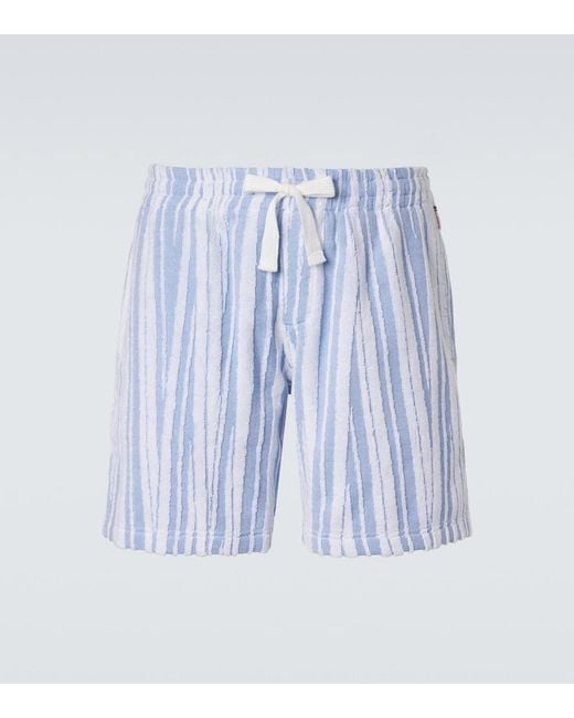 Orlebar Brown Blue Trevon Striped Cotton Toweling Shorts for men