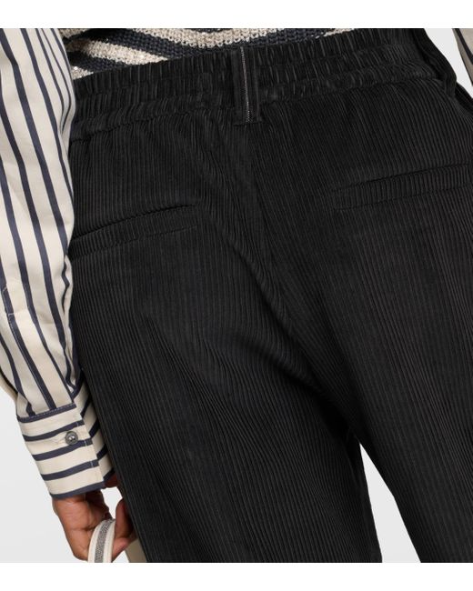 Pantalon ample en velours cotele Brunello Cucinelli en coloris Black