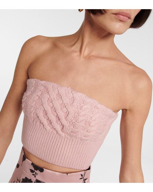 Emilia Wickstead Pink Bimba Wool Cropped Bustier