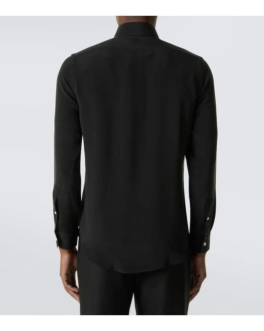 Thom Sweeney Black Silk Shirt for men