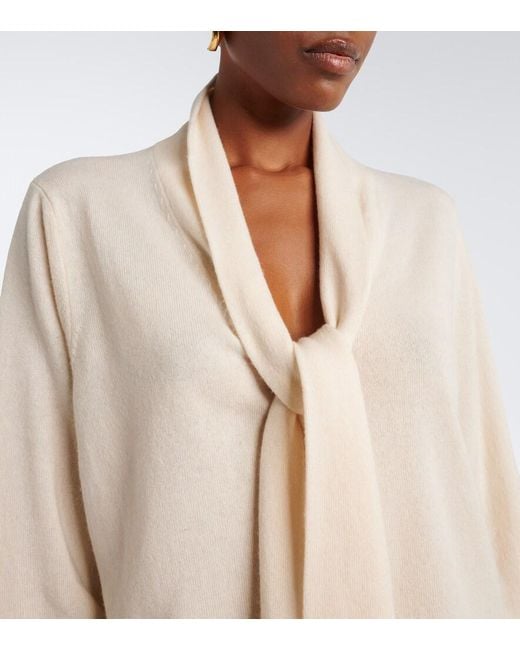 Jardin Des Orangers Natural Tie-Neck Wool And Cashmere Sweater