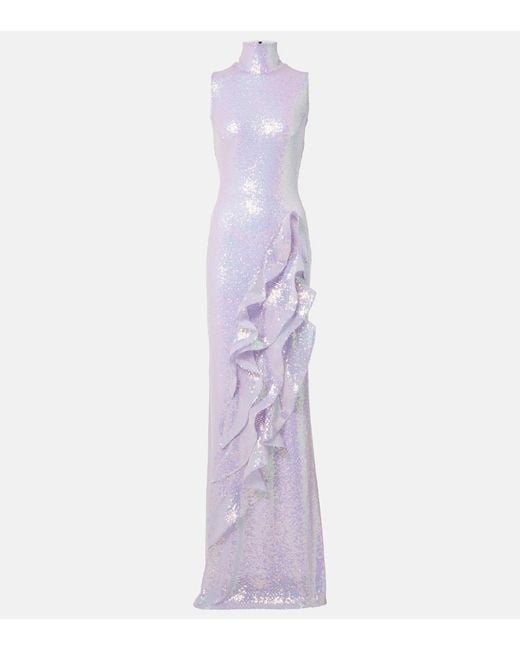 Maticevski Purple Radiella Wave Ruffled Sequined Gown