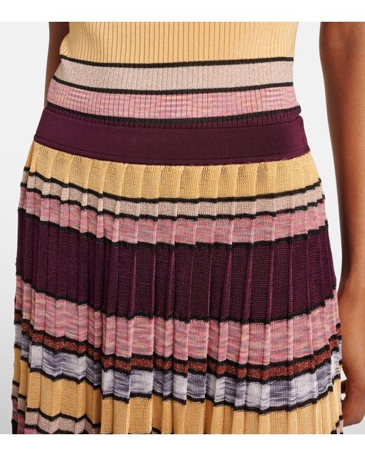 Ulla Johnson Red Seraphine Striped Pleated Midi Skirt