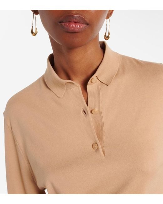 Loro Piana Brown Ice Wish Cotton Polo Sweater