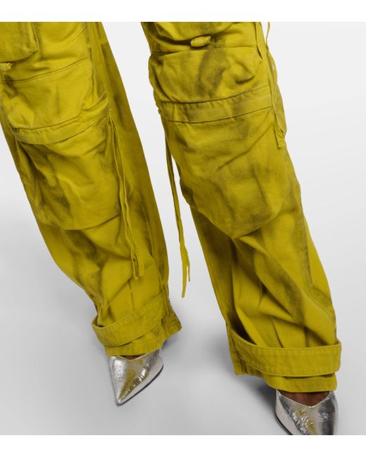 The Attico Yellow Fern Mid-rise Cargo Jeans