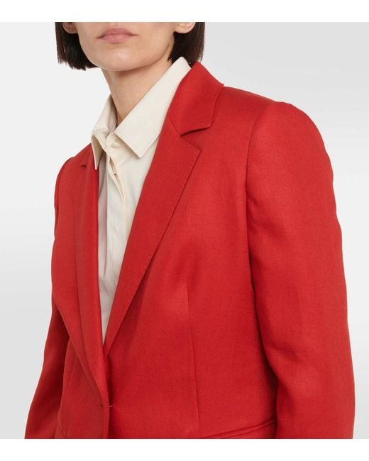 Max Mara Red Alpaca Single-Breasted Linen Blazer