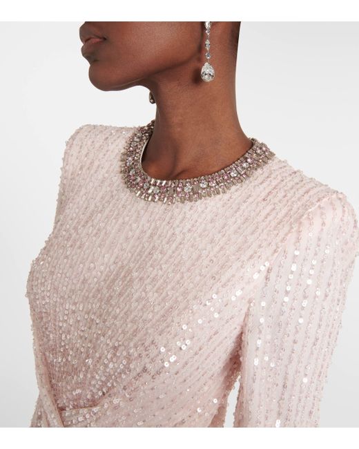 Jenny Packham Natural Macelline Sequined Gown