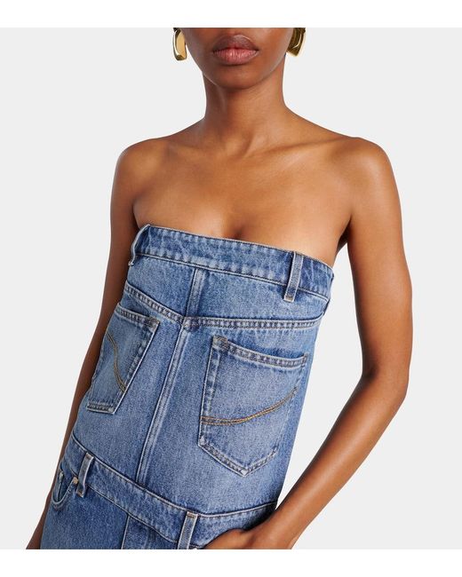 Stella McCartney Blue Denim Strapless Maxi Dress