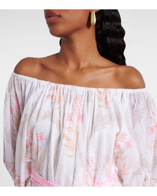 Juliet Dunn Pink Bedrucktes Minikleid Aus Baumwolle