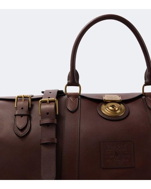 Polo Ralph Lauren Brown Heritage Lock Large Leather Duffel Bag for men