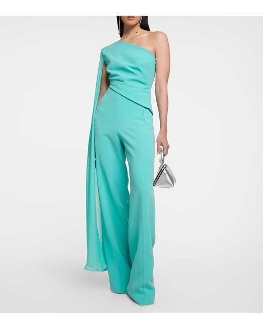 Roland Mouret Blue Asymmetric Cady Jumpsuit