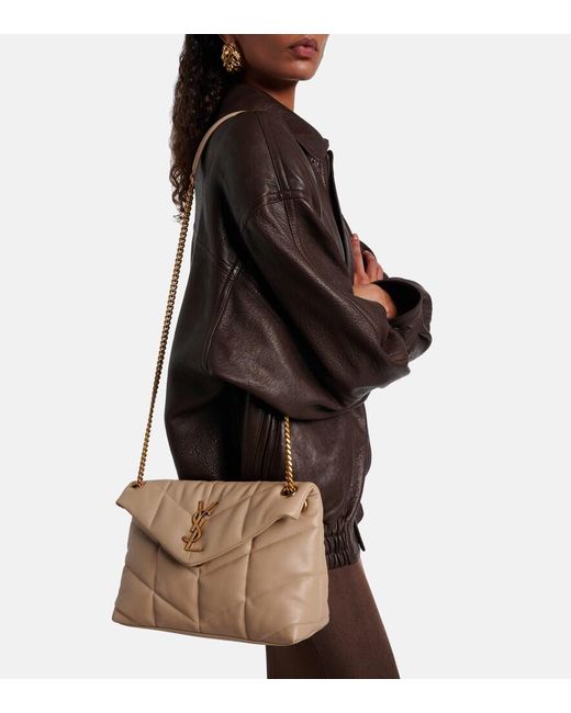 Saint Laurent Natural Puffer Small Leather Shoulder Bag