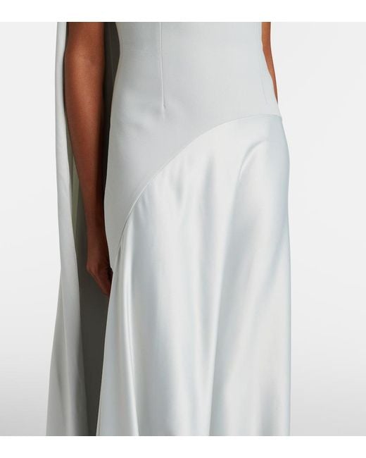 Solace London White Cece Halterneck Crepe And Satin Gown