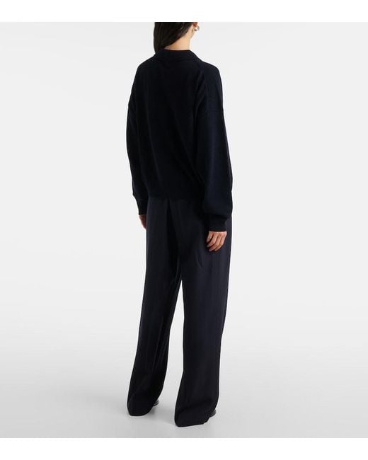 Jardin Des Orangers Blue Wool And Cashmere Polo Sweater