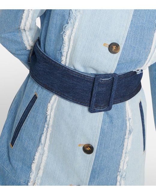 Tod's Blue Belted Denim Coat