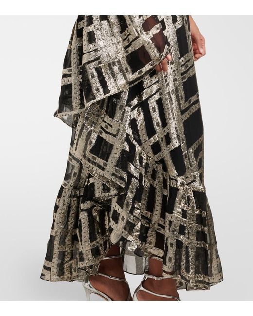Taller Marmo White Betsy Printed Asymmetric Silk-Blend Maxi Dress